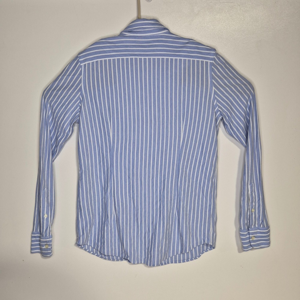 Ralph Lauren Button Down Shirt Mens XL Blue Striped Knit Oxford Long Sleeve Pony - Picture 4 of 9